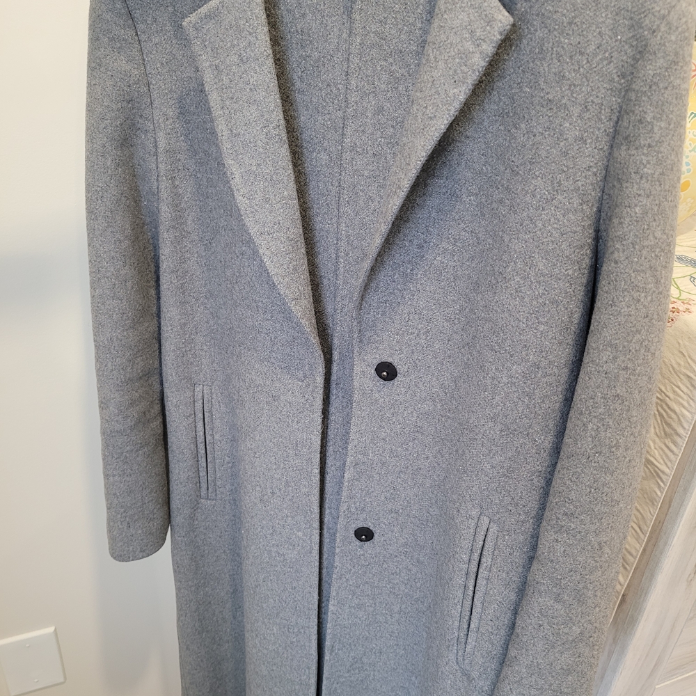 Zara Women's Classic Gray Wool Coat - Picture 4 of 7